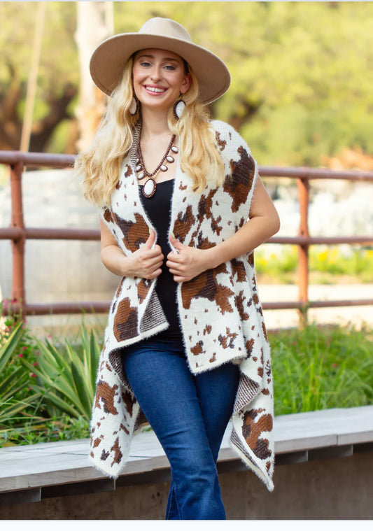 Cow Print Layering Vest