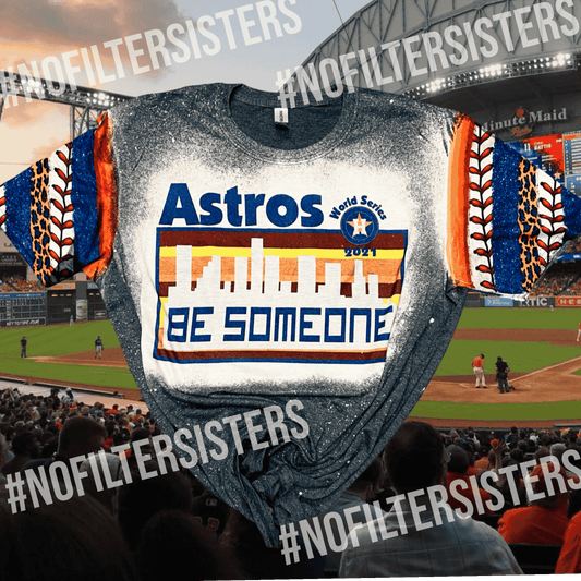 Be Someone Astros WS Bleached Graphic Tee – Embrace the game day spirit with our original custom unisex tee. Designed to fit true to size, this unique Astros WS bleached graphic tee is a must-have for fans