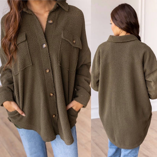 Cie’s Olive Sherpa Shacket