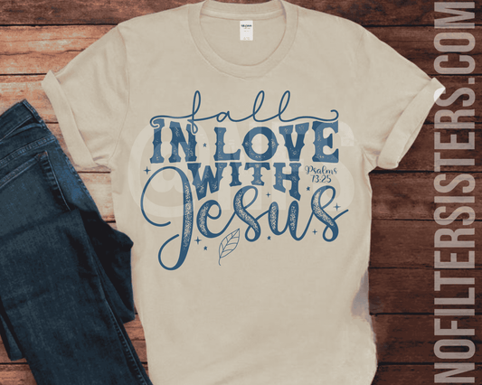 Fall In Love With Jesus' T-shirt for Men and Women in Teal color