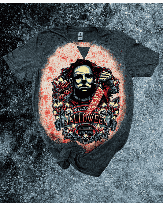 Take a step into the horror world with our Keyhole Michael Myers Distressed Graphic Tee. 🎃🔪 This vintage-inspired tee features a distressed design to give it that worn look. A must-have for horror fans, unisex and true to size. True to size, Unisex Fit. Available in sizes small-3X.