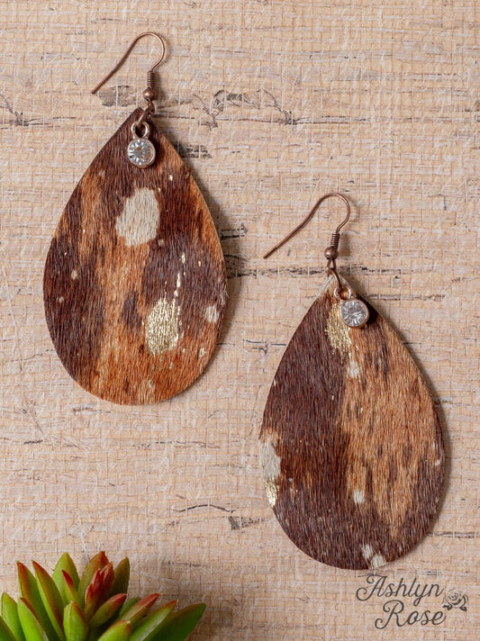 Brown Fawn Hair on Hide Earrings