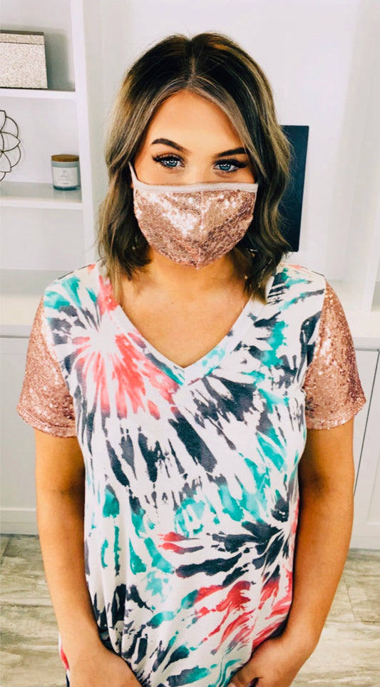 Rose Gold Sequin Facial Covering