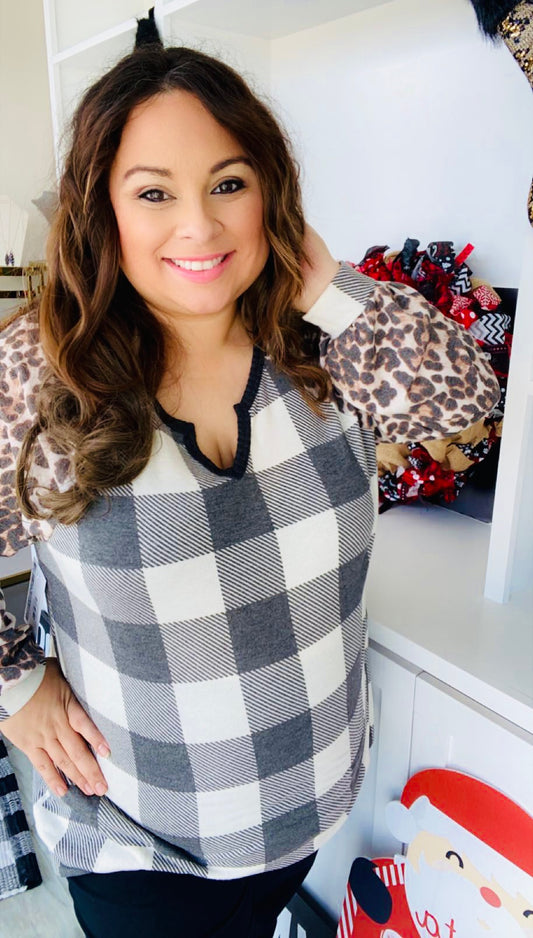 Throw On And Go Plaid & Leo Top