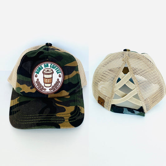 Runs on Coffee Pony Tail Hat