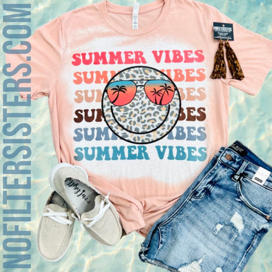 Happy Summer Vibes Bleach Tee
