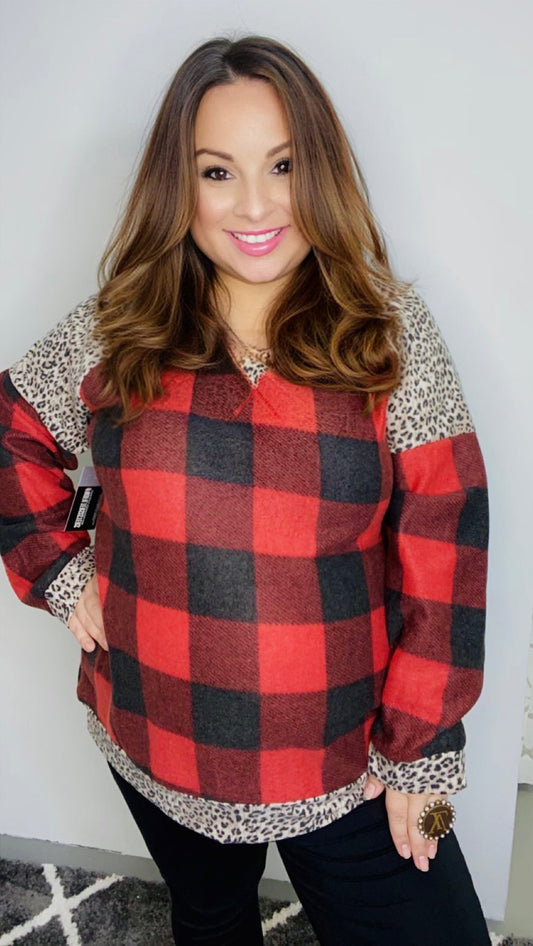 Warm Me Up Plaid & Leo Sweater