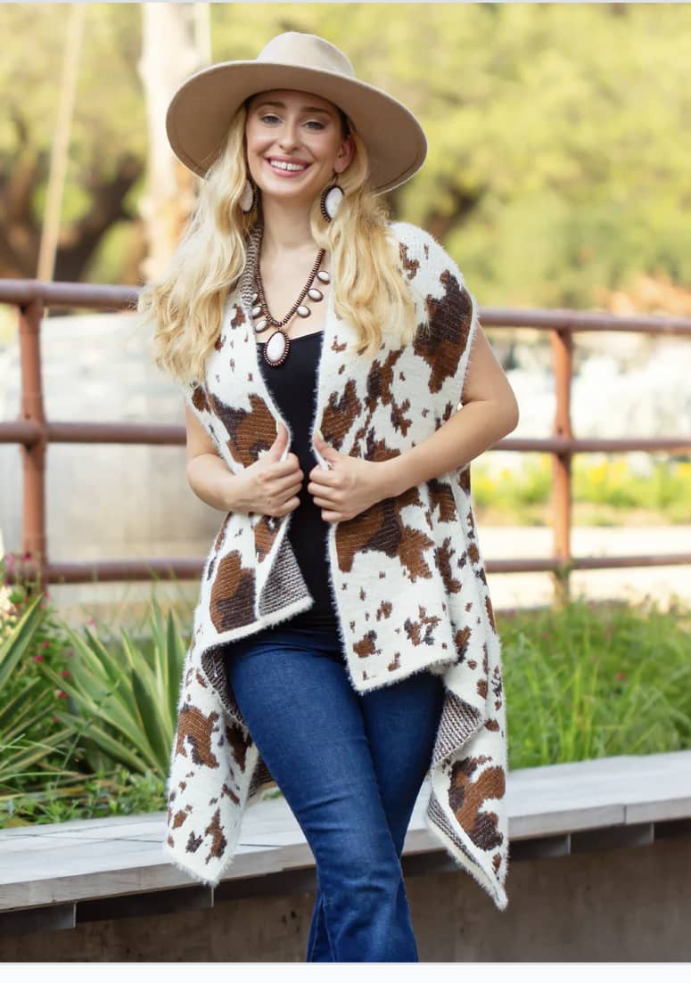 Cow Print Layering Vest