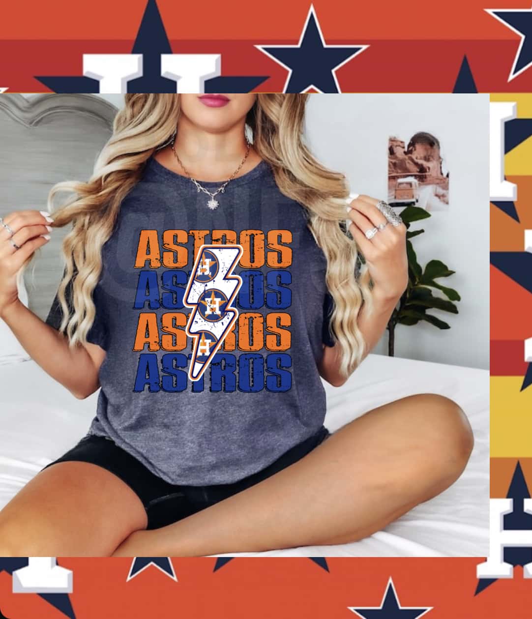 Houston astros t shirt - White Bolt