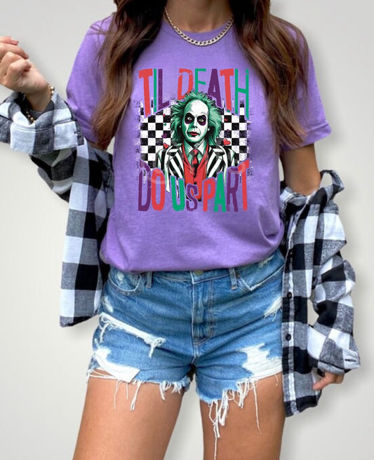 With our collection of Valentine Tee Shirts for women show off your edgy look. Release the sinister side of fashion with our Till Death Do Us Part Tee. This tee has been designed with strong graphics and durability from high-grade materials for a distinctive look.Make a statement in your fashion journey by embracing the gothic vibe.