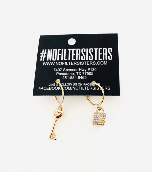 Key And Lock With Pave Rhinestones