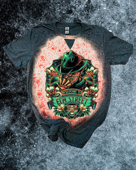 Keyhole Freddy Kruger Horror Character Distressed Tee