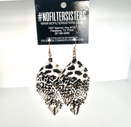 Leo Fringe Feather Tear Drop Earrings