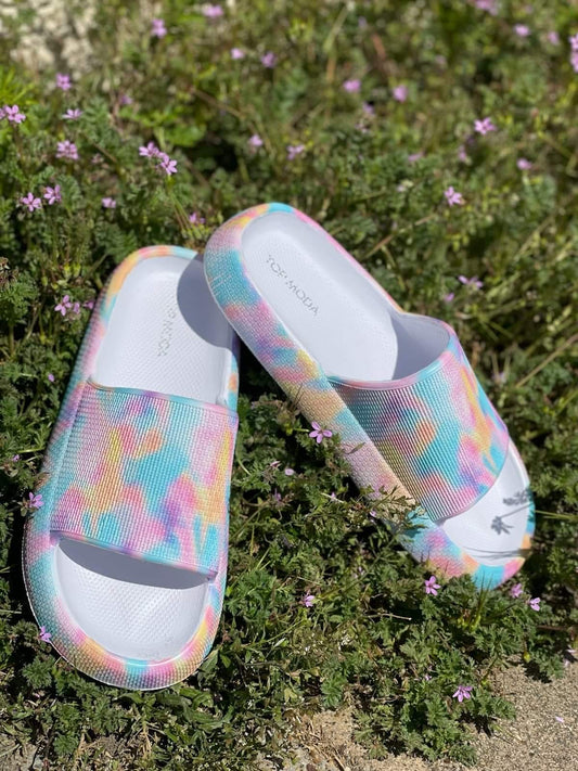 Cotton Candy Tie Dye Cushion Slides